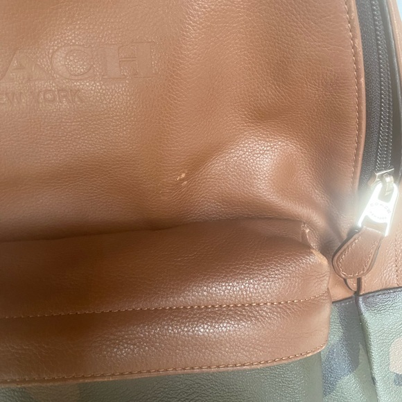 Coach Brown Leather & Camo Backpack - Picture 11 of 14